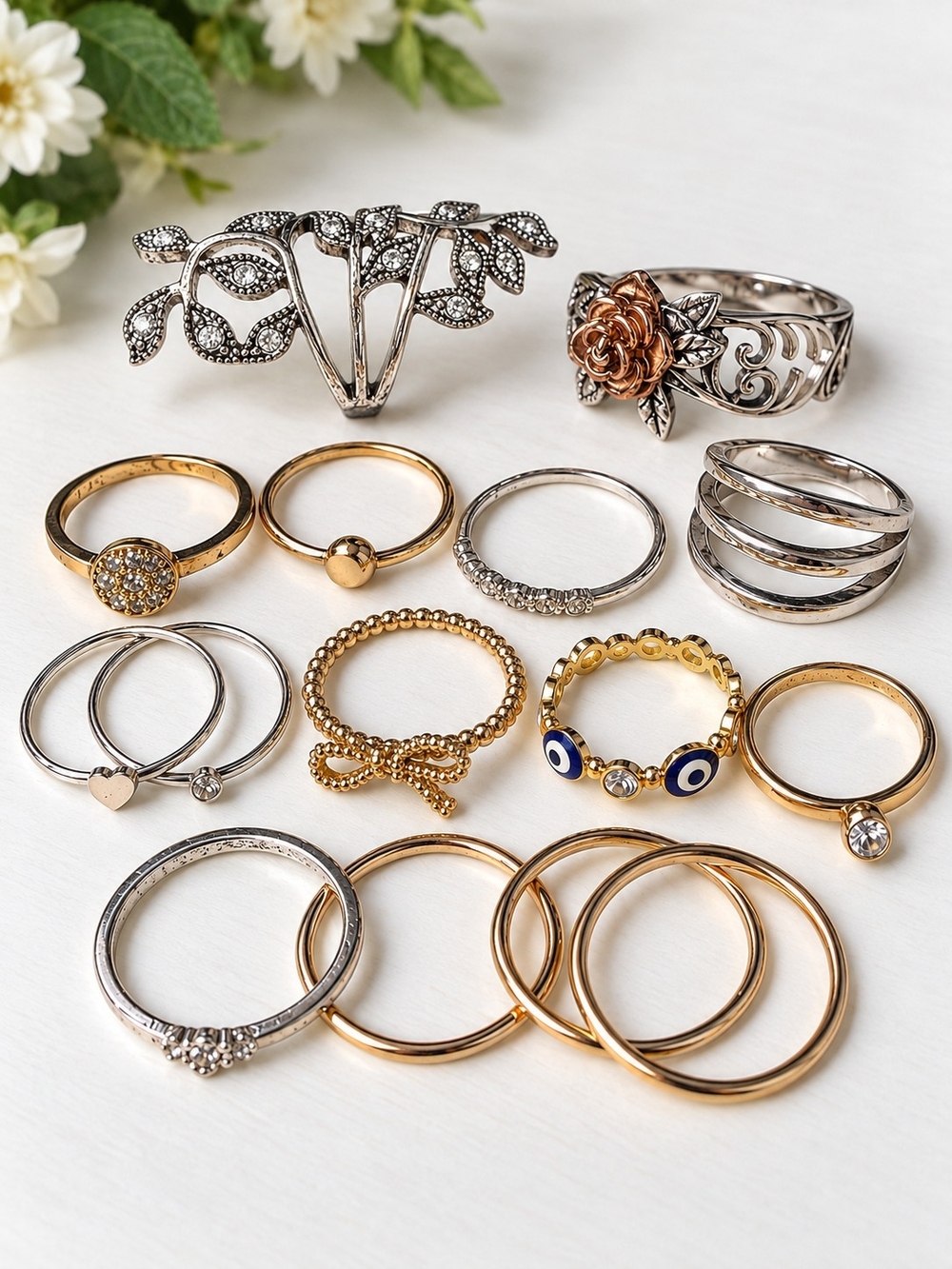 BUNDLE - Variety of Floral & Stackable Women’s Rings  - Size 8/9